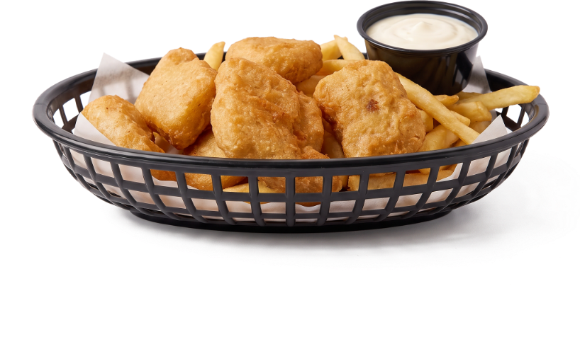 Chicken nuggets med pommes och dipp